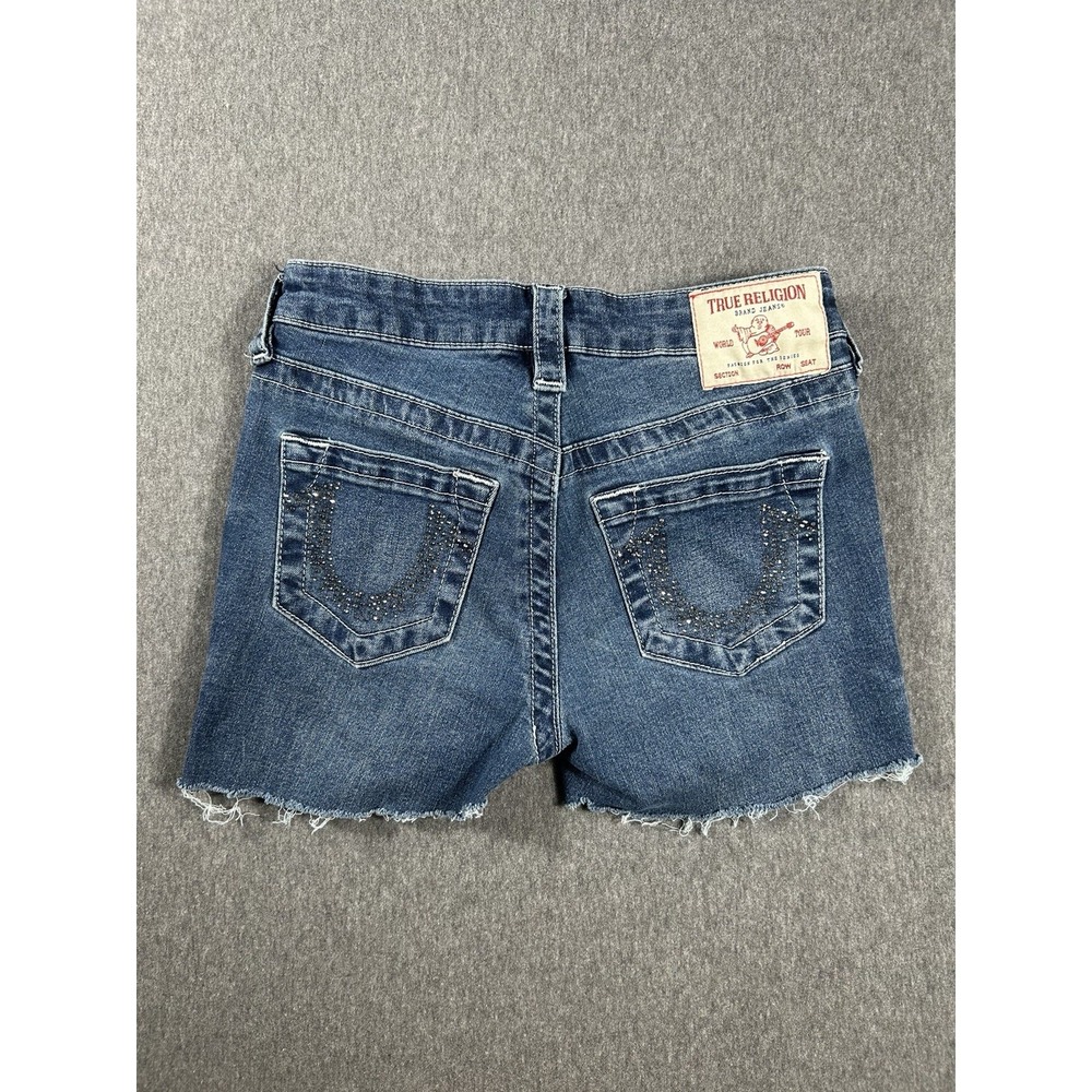 True Religion‎ Rhinestone Horseshoe Cutoff DenimShorts